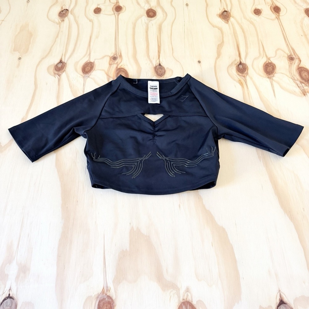 Gymshark Exo Crop Top Black Stretch Women's Size Small Gym Athleisure